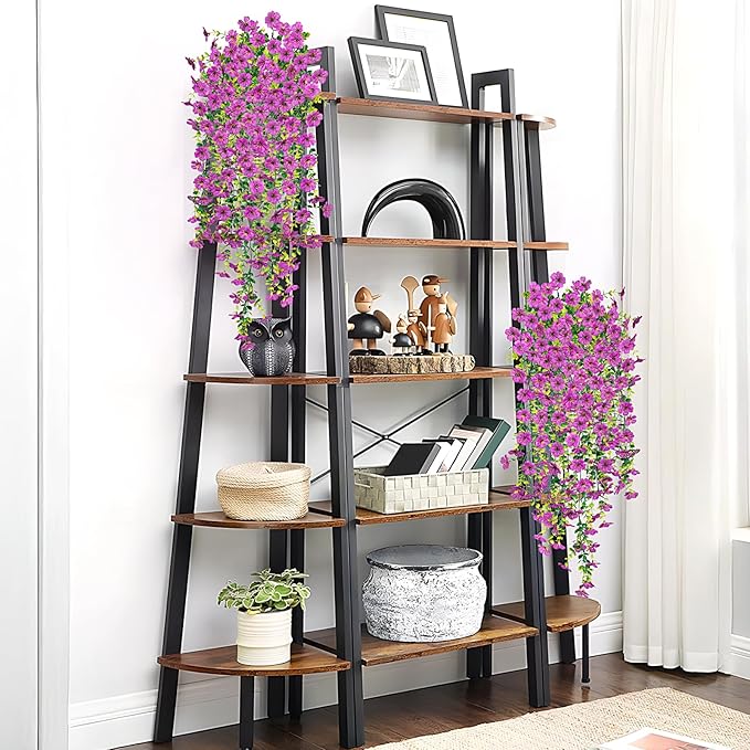 Artificial Fake Hanging Plants Flowers for Spring Outdoor Outside Decor, Faux Mums Silk Realistic Flower, 2 Pcs UV Resistant Look Real Plastic Decorations for Porch Home Patio Balcony Yard