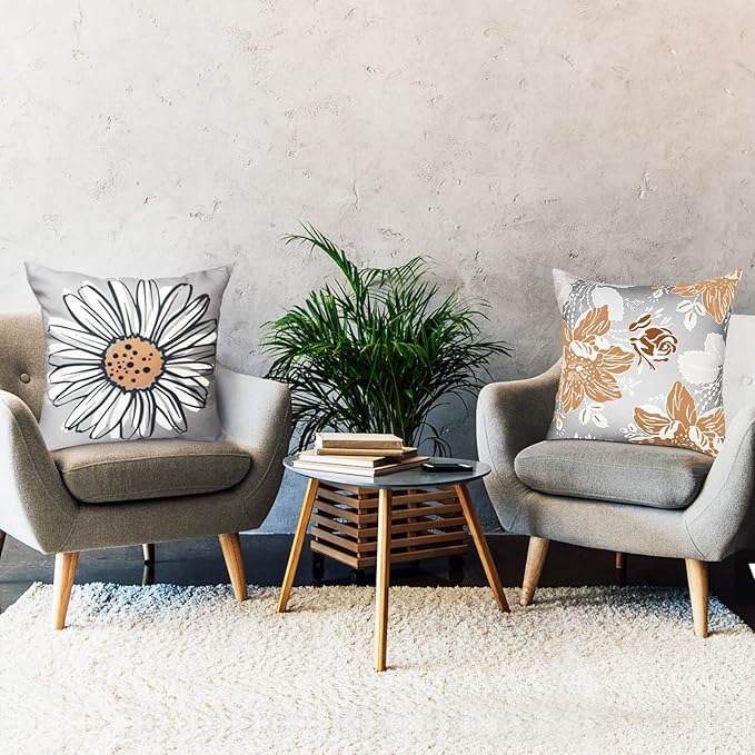 Decorative Throw Pillow Covers Set of 4 Coffee Pillow Covers 20x20 inch Throw Pillow Cases Linen Square Pillow Case,Farmhouse Outdoor Modern Pillow Covers for Couch Sofa Living Room