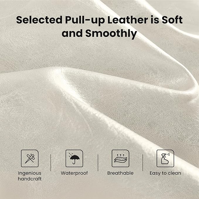 PHI VILLA Light Grey Bar Stools Set of 4, Counter Height Bar Stool Faux Leather Kitchen Bar Chairs, 24 inch Barstools with Back