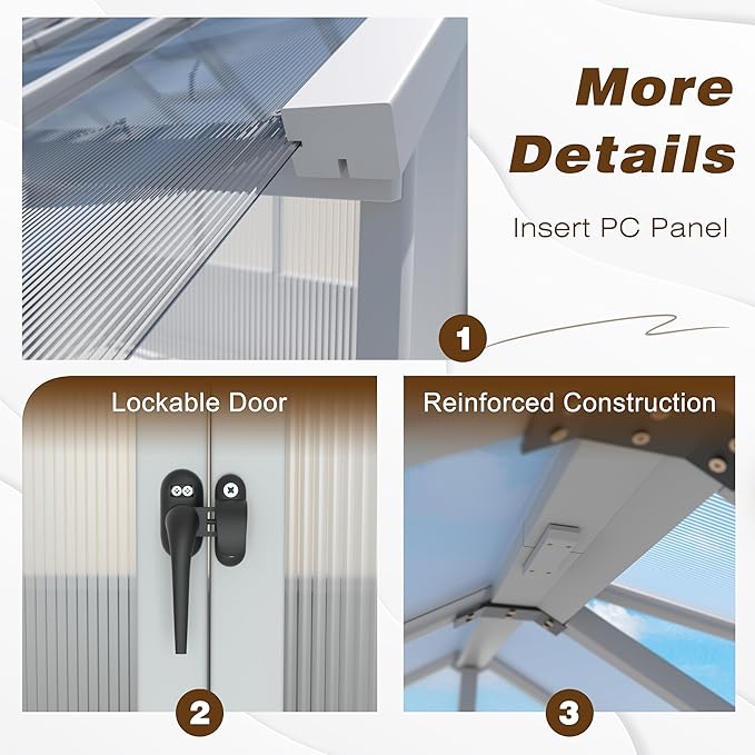BlueWish 6x10 FT Greenhouse for Outdoors, Walk-in Green House with Cedar Frame, Adjustable Vent, Wood Greenhouses with 6MM Polycarbonate Panel, Greenhouse for Outside, Garden, Backyard, White