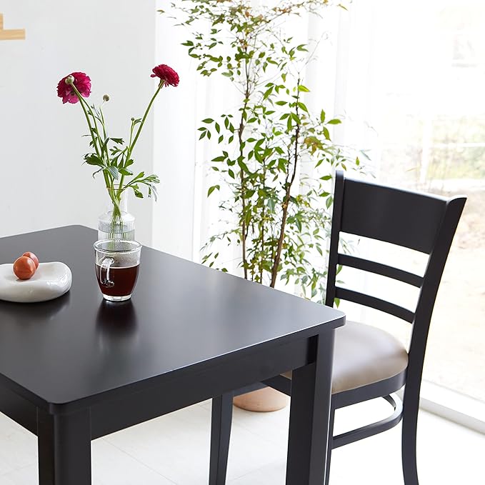 Livinia Cabin 33.5" Wooden Dining Table/Small Rectangular Modern Farmhouse Solid Wood Kitchen Table Desk (Black)