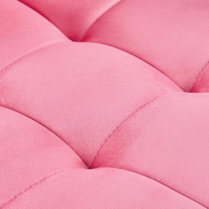 Yaheetech Bar Stools Set of 2, Adjustable Velvet Fabric Swivel Barstools, Modern Counter Stools with Back and Footrest, Counter Height Barstools for Bar, Kitchen, Dining Room, Pink