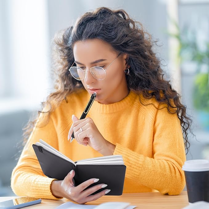 Aodaer 50 Sets Graduation Gifts Pocket Notebook Journal with Pens, 160 Page, 3.5 x 5.5 Inch Mini Lined Journal Notebook A6 Leather Hardcover Notepad with Pen Holder for School Office, Black and Gold