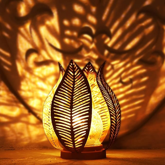 Solar Outdoor Lights Garden Decor Waterproof Crackle Glass Globe,Metal Yard Art Outdoor Solar Garden Lights for Decor Yard,Porch,Patio Decorations.Gardening Gifts for Women/Mom.