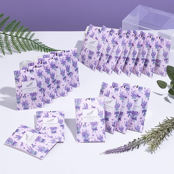 MYARO 20 Packs Fresh Lavender Sachets, Air Freshener for Drawer and Closet, Long-Lasting Sachets Bags Drawer deodorizers Fresh Scents, Home Fragrance for Lover