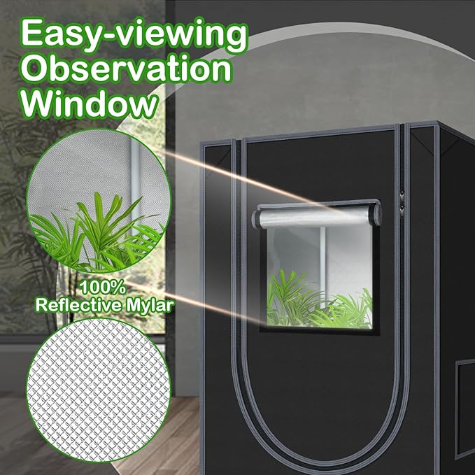 2x2 Grow Tent 24"x24"x36" Grow Tents 600D Mylar Hydroponic Indoor Plants Growing Tent with Floor Tray Grow Room