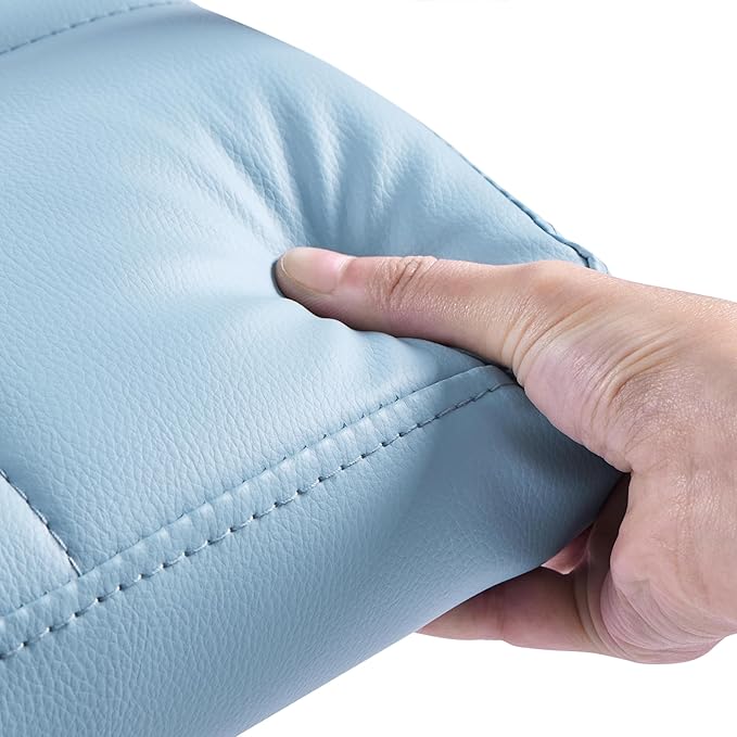 Yaheetech Bar Stools Set of 4, Adjustable PU Leather Swivel Barstools, Modern Counter Stools with Back and Footrest, Counter Height Barstools for Bar, Kitchen, Dining Room, Blue