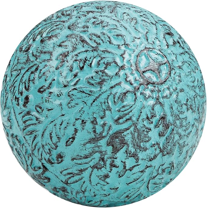 Everydecor Metal Decorative Sphere for Home Decor - Decorative Balls for Shelves, Centerpiece Bowls, Bookshelf - Decoration Orbs Accents for Living Room, Bedroom - Vintage Blue Shelf Spheres