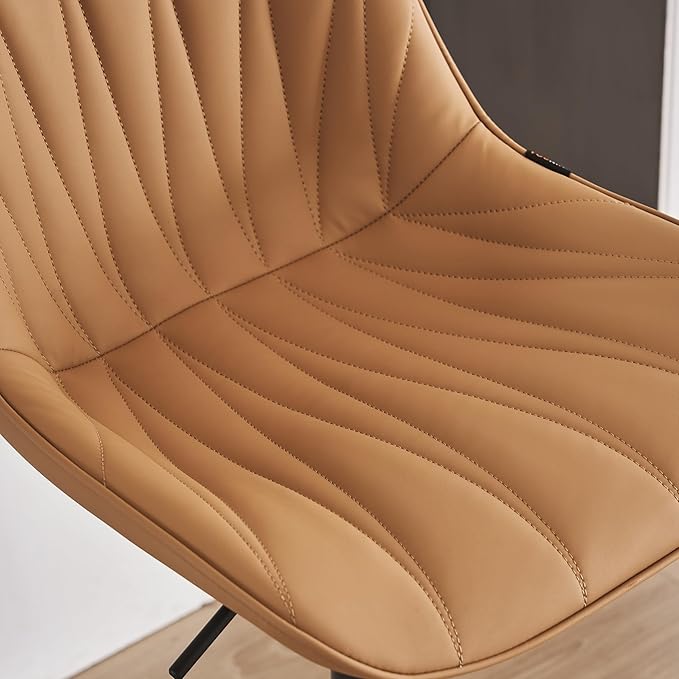 YOUNIKE Saffron Bar Stools Set of 2, Tan Swivel Barstools for Kitchen Island, Adjustable Leather Padded Bar Chairs with Back, Modern Counter Height Stools with 300LBS Support