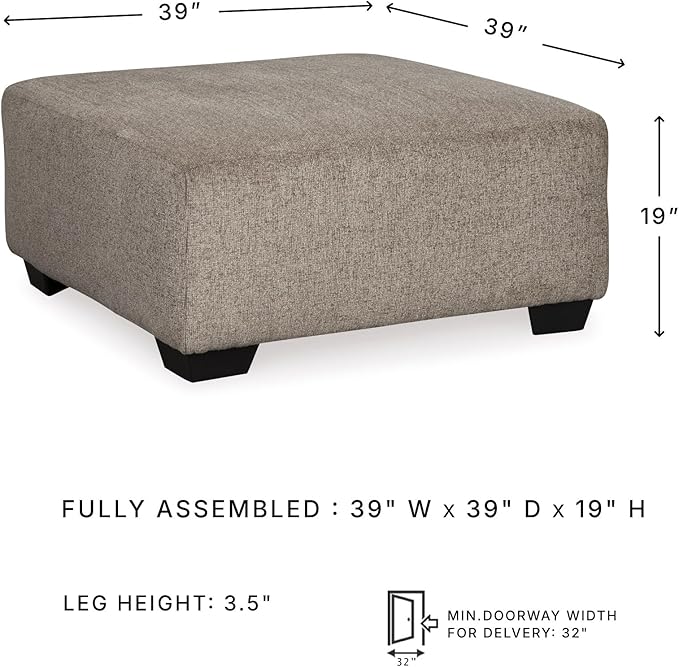Signature Design by Ashley Ballinasloe Traditiona Square Oversized Ottoman, Beige