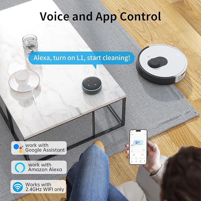 OKP Life Lidar Robot Vacuum Cleaner 4000Pa Suction Power, No-Go Zone, LiDAR Navigation, Smart Mapping Home Robotic Vacuum, Self-Charging, Wi-Fi/APP/Alexa Control, for Pet Hair, Carpet, Hard Floor