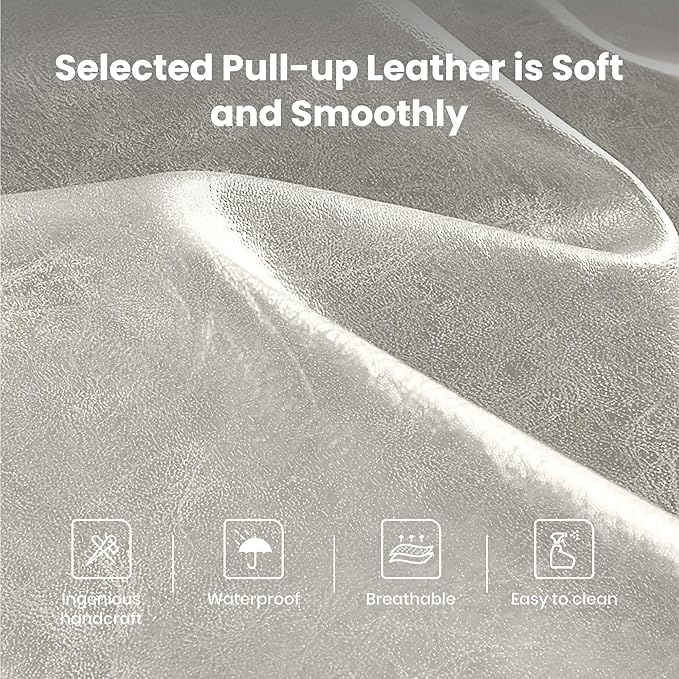 PHI VILLA Light Grey Bar Stools Set of 2, Faux Leather Counter Height Chairs, Kitchen Stools for Island, 24 Inch Barstools with Back