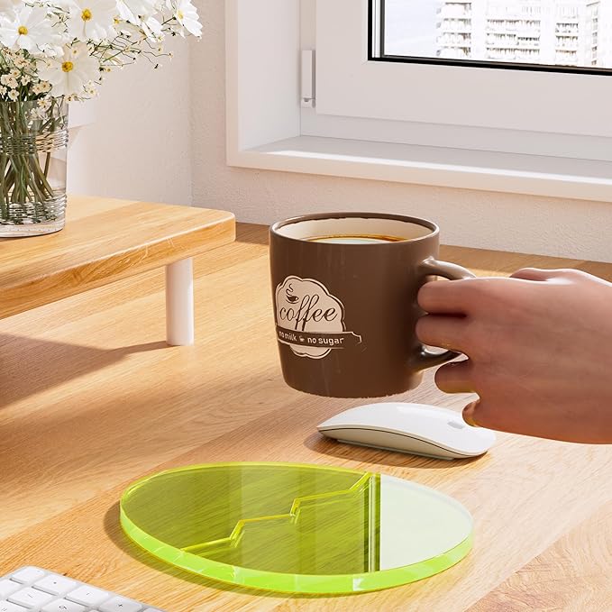 Acrylic Coaster Decorative Plates,Office Desk Accessories, Clear Dinosaur Egg Shape Coffee Cup Decor, Perfect for Tabletop Protection and Display.