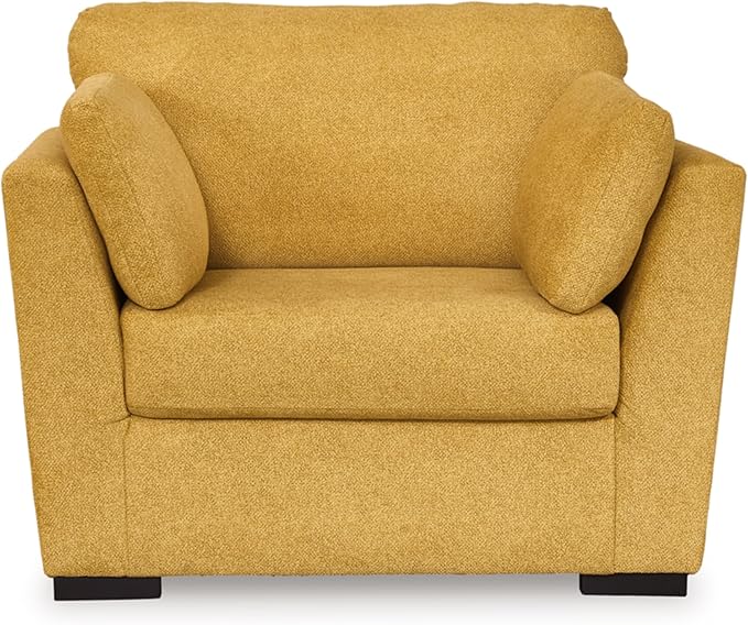 Signature Design by Ashley Keerwick Scandinavian Upholstered Oversized Chair with 2 Bolster Pillows, Yellow