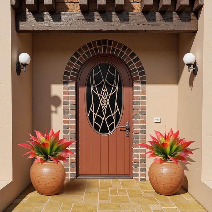 Artificial Agave 22" Faux Agave Fake Greenery Outdoor Artificial Plant Fake Plant for Indoor Home Decoration Plastic Plant Outdoor Decor Front Porch Decor Simulation Plants (Red 2Pcs) No Vase