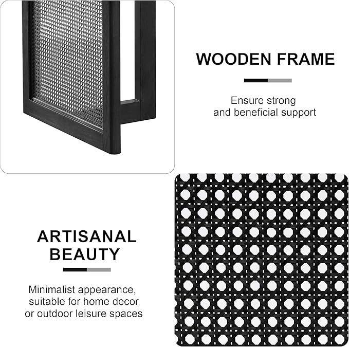 Casaphoria 67" Dining Table, Modern Kitchen Table for 4-6, Farmhouse Style with Rectangular Top & Rattan Legs, Easy Assembly for Living Room, Kitchen, Bar, Black