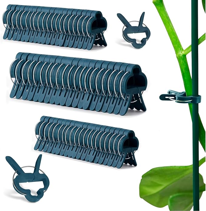 Tomato Clips for Garden - 60 Pcs 2 Sizes Plastic Tomato Plant Clips for Support & Upright Growth, Reusable & Adjustable, Gentle & Reliable Fixation, Easy to Use - for Stems, Flowers, Vines, Vegetables