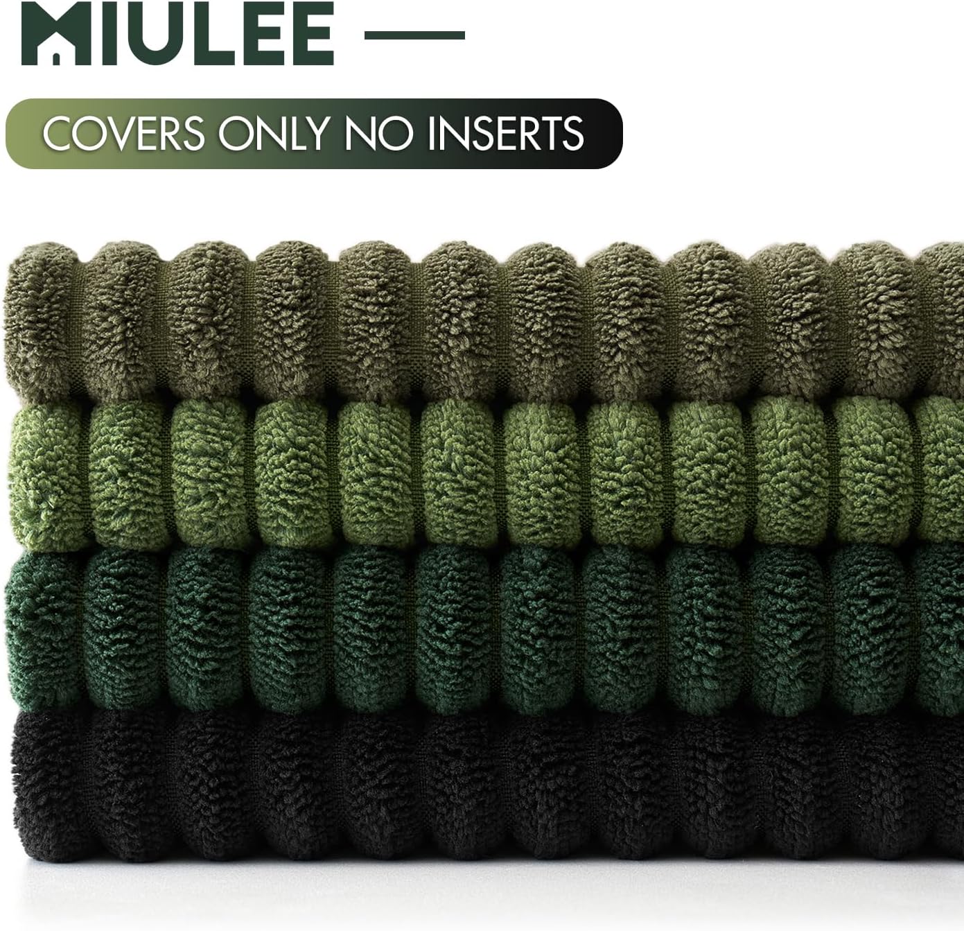 MIULEE Boho Farmhouse Throw Pillow Covers 18x18 Inch Set of 4 Mordern Neutral Green Cushion Covers Soft Corduroy Nordic Home Decor for Spring Couch Bed Sofa Living Room Green-Black