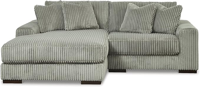 Signature Design by Ashley Lindyn Contemporary L-Shaped 2-Piece Sectional with Chaise for Living Room, Gray