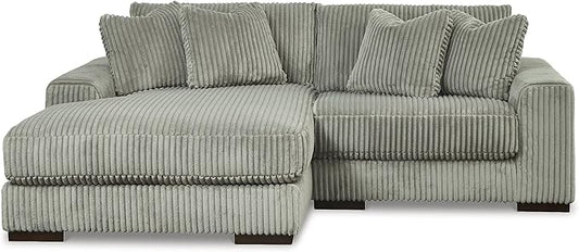 Signature Design by Ashley Lindyn Contemporary L-Shaped 2-Piece Sectional with Chaise for Living Room, Gray