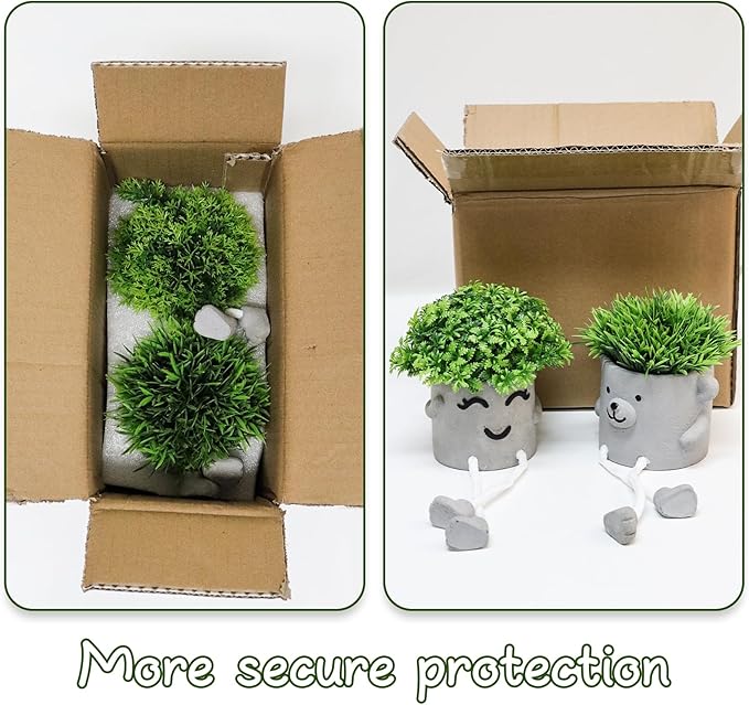 MAKHOT 2pcs Cute Artificial Succlent Plants with Pots, Fuax Plant Bathroom Decor-Office Desk Decorations for Women-Fake Plants Decorations for Work Office Shelf-Mini Potted Small Plant Home Decor