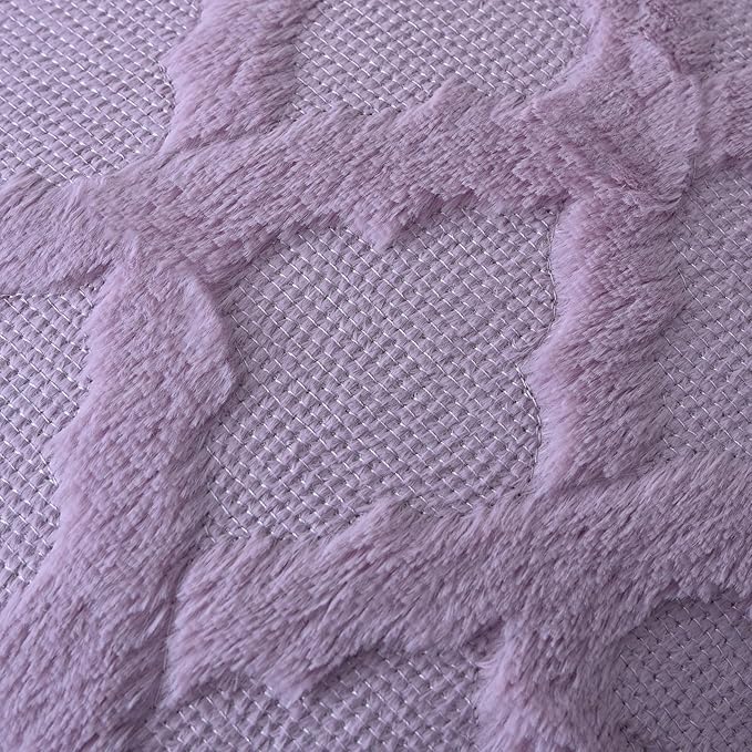 Set of 2 Soft Moroccan Throw Pillow Covers 16x16 Inch Plush Boho Decorative Pillow Cover Accent Cushion Case for Couch Sofa Bed, Purple