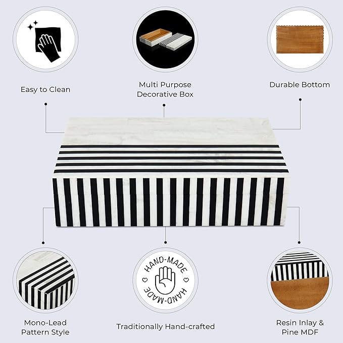 Handicrafts Home Handmade Mono Collection Decorative Jewelry Box Organizer – Keepsakes, Trinkets, and Home Decor – Antique Coffee Table Storage, Memory Box, Farmhouse Style Decor Lead, 10x6x2.5