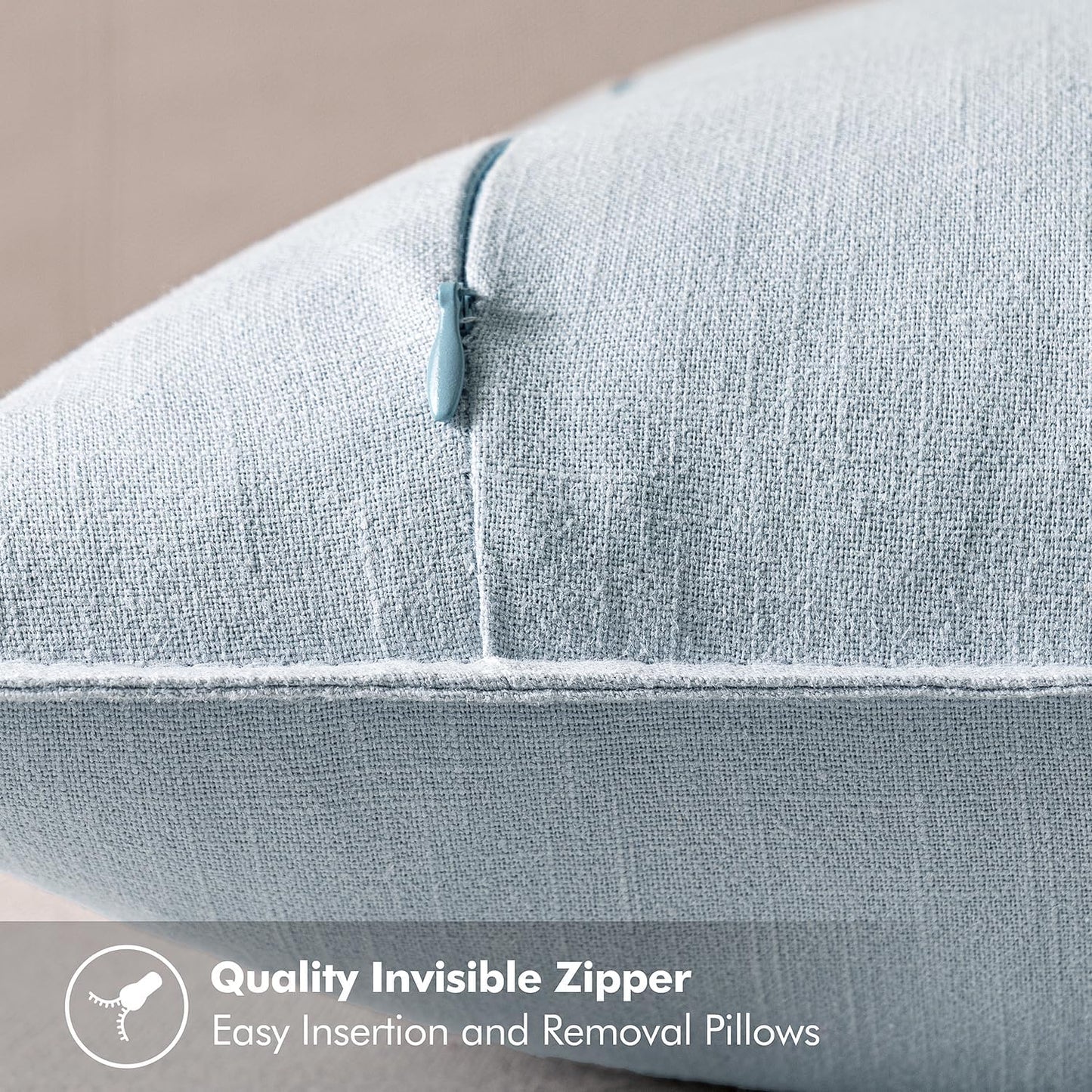 MIULEE Decorative Linen Euro Sham Pillow Covers 26x26 Light Blue Boho FarmhouseNeutral Couch Throw Pillows for Bed Pack of 2 Accent Coastal Modern Pillowcase Summer Sofa Livingroom Home Decor