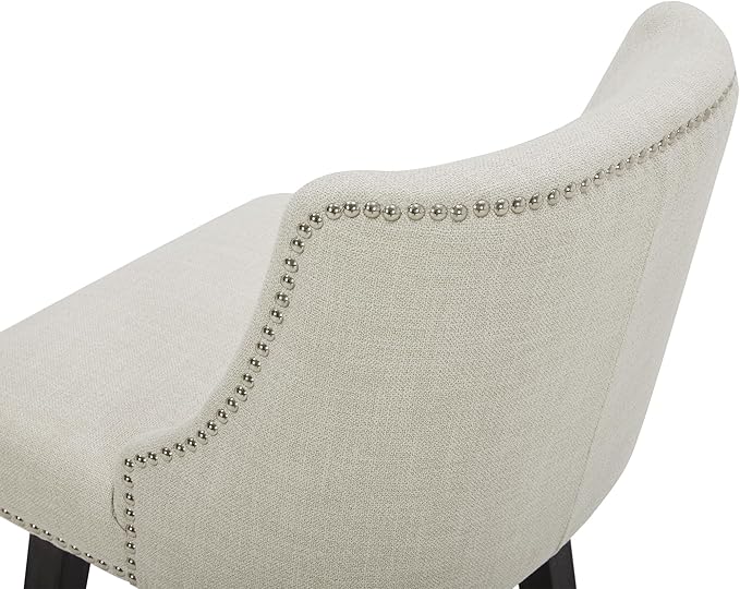 CHITA Counter Height Swivel Bar Stools Set of 3, FSC Certified Upholstered Counter Stools, Modern Swivel Barstools with Wood Legs for Kitchen Island, 26" Seat Height, Fabric in Linen