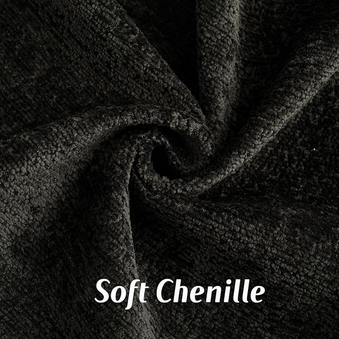 FUTEI Black Chenille Throw Pillow Covers 18x18 Inch Set of 2,Soft Cozy Bound Edge Design Cushion Case,Home Decor for Couch Bed Living Room