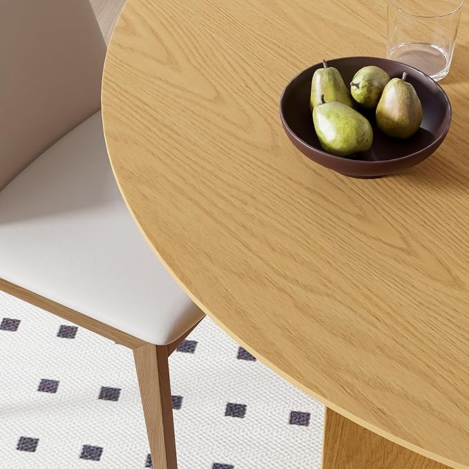 Casaphoria 67" Large Dining Table for 6, Wood Oval Living Room Table, Modern Farmhouse Kitchen Table with Scratch-Resistant Top & Wood Pedestal, Easy Assembly and Clean, Oak