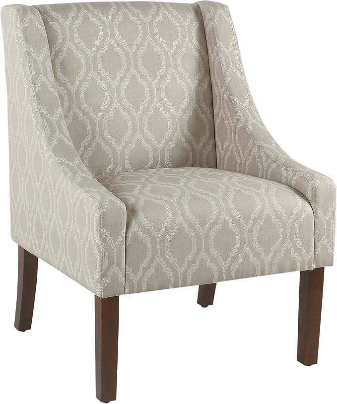 Homepop Home Decor | Upholstered Classic Swoop Arm Accent Chair | Accent Chairs for Living Room & Bedroom | Decorative Home Furniture,Tan Geometric