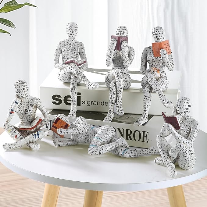 GRAPMKTG Home Decor Pulp Reading Women Thinker Statue Aesthetic Sculpture Room Decor Modern Abstract Decoration on Shelf Table Desk for Living Room Office Bedroom L