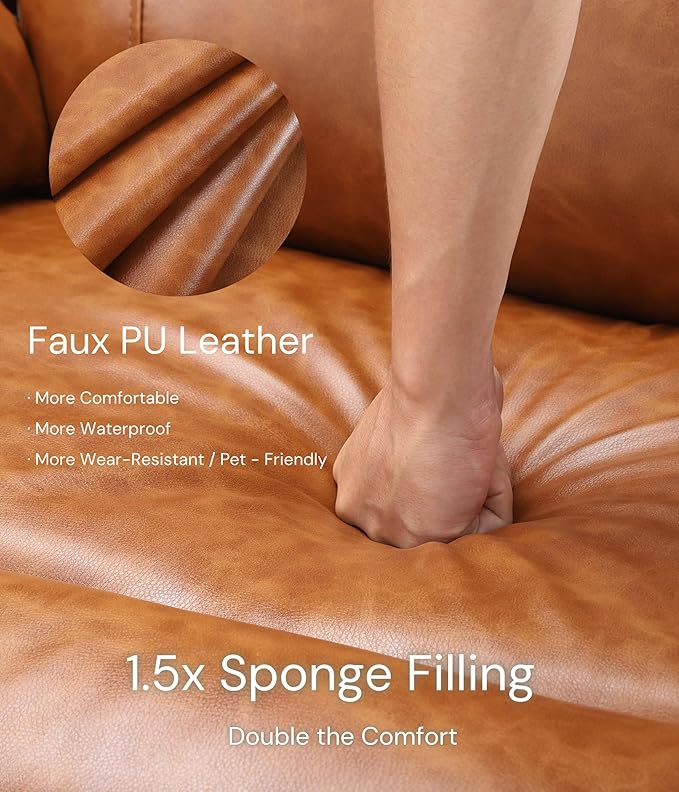 GarveeHome Recliner Chairs, Classic Manual Leather Recliner, Home Theater Seating with Lumbar & Arms Support for Living Room, Bedroom and Nursery - Coffee (Coffee, Standard)