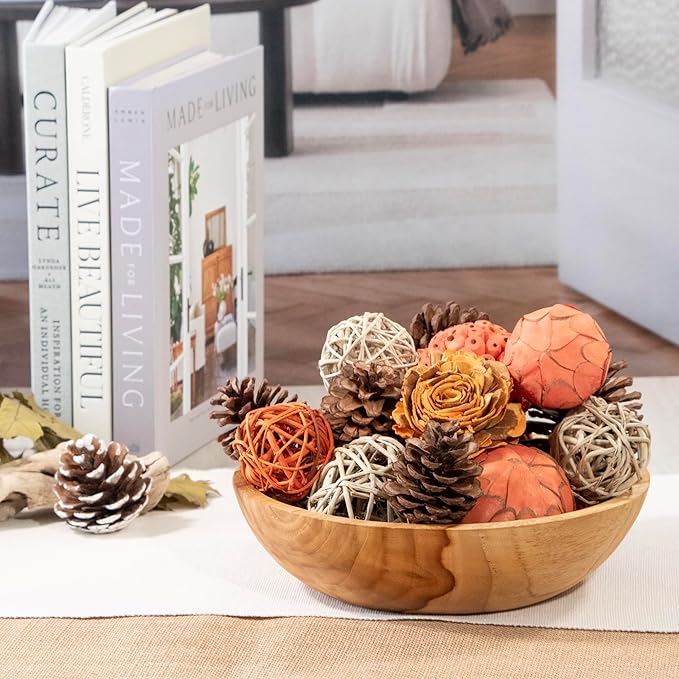 Natural Tones Vase & Bowl Fillers Decorative Balls | Home Decor (Autumn Orange)