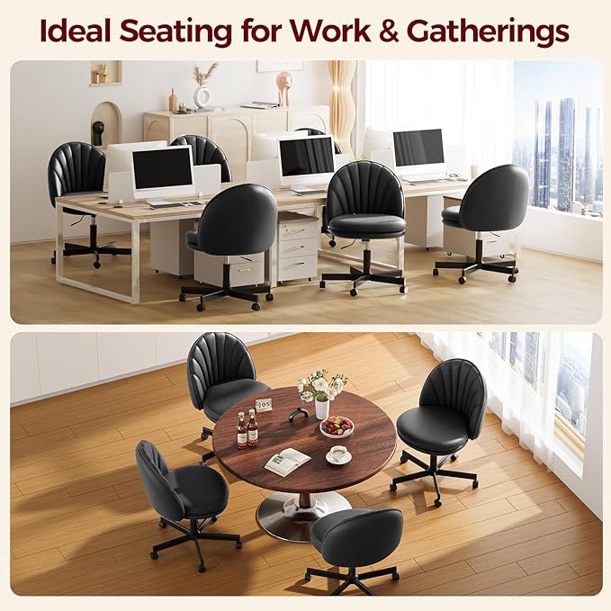 COMHOMA Vanity Chair with PU Leather, Small Tall Armless Chair with Back, Cute Candy Chair for Girls Gift Living Room/Makeup Room/Bedroom/Kitchen (Height Use: Adjustable from Desk to Bar Height)