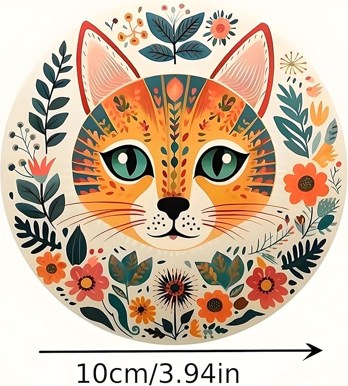 Coasters Set of 6, Wood Coasters for Drinks - Handcrafted Cat Design Thick Heat-Resistant for Beer, Coffee, Office, Bar, Farmhouse Home Decor, Tabletop Protection, for All Cups