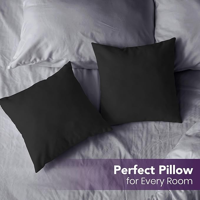 Utopia Bedding Throw Pillows Insert (Pack of 2, Black) - 20 x 20 Inches Bed and Couch Pillows - Indoor Decorative Pillow
