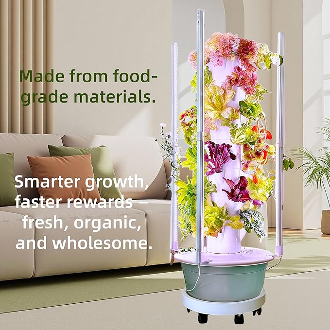 Hydroponic Growing System Kit with LED Grow Lights, Vertical Hydroponic Tower, Indoor Herb Garden, 32 Planting Pods,Lettuce Growing Garden
