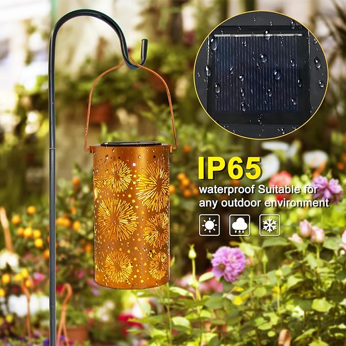 Christmas Gifts for Women, Fireworks Birthday Gifts for Women Mom Grandma Solar Lanterns Outdoor Waterproof Garden Decor Hanging LED Decorative Light for Patio Yard Lawn Front Porch Gardening Gifts