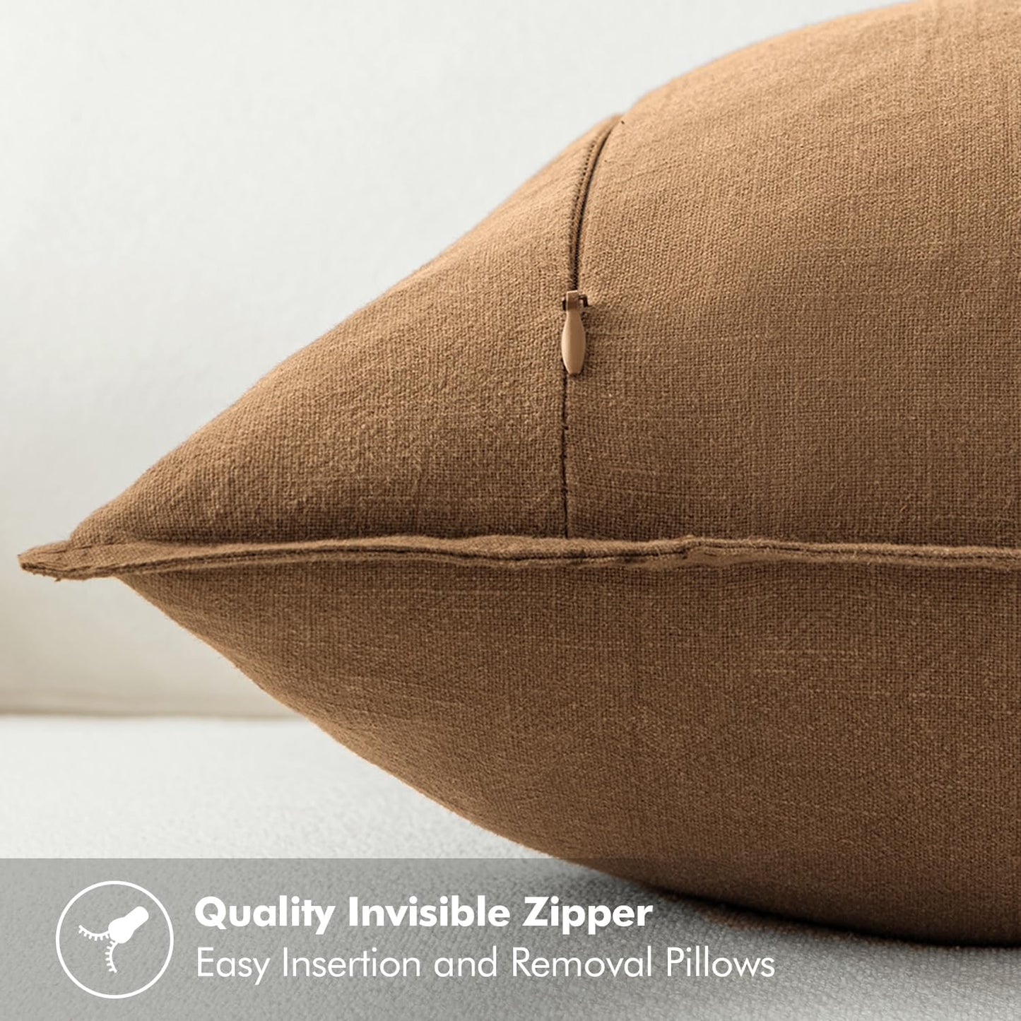 MIULEE Decorative Linen Lumbar Pillow Covers 12x20 Inch Brown Boho Farmhouse Neutral Couch Throw Pillows for Bed Pack of 2 Accent Modern Pillowcase Sofa Livingroom Home Decor