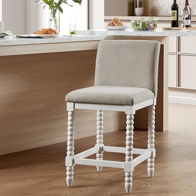 DUHOME Spindle Counter Stool with Padded Spring Seat,Wooden Bar Stools Farmhouse 26 Inch Counter Height Stools Chairs with Spindle Back for Kitchen Island