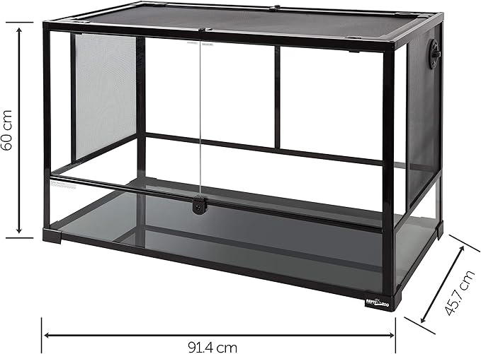 REPTI Zoo 67 Gallon Reptile Glass Terrarium, Double Hinge Door Reptile Tank, Side/TOP Screens Ventilation Reptile Terrarium Reptile Enclosure, 36" x 18" x 24" Gecko Tank (Knock-Down) (RK0120N)