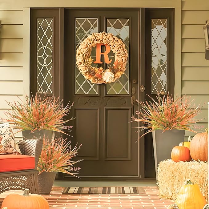 36 Pcs Fall Flowers Outdoor, UV Resistant Artificial Fall Plants Plastic Faux Fall Greenery Shrubs for Indoor Outside Planters Porch Patio Window Box Home Decor (Orange)