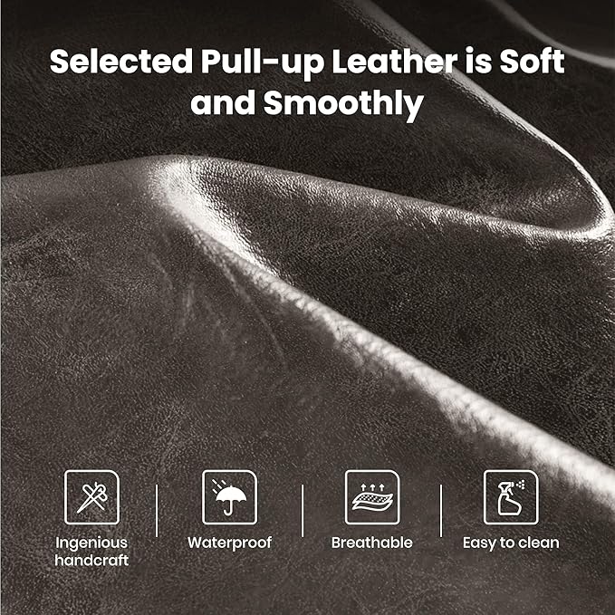 PHI VILLA Dark Grey Bar Stools Set of 3, Faux Leather Counter Height Chairs, Kitchen Stools for Island, 24 Inch Barstools with Back