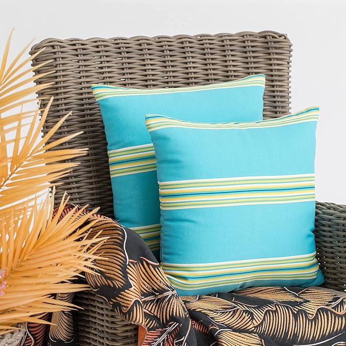 JMGBird Outdoor Pillows for Patio Furniture 18''x18'' Decorative Throw Pillows with Inserts, Square Pillow for Couch, Sofa, Bench, Chair