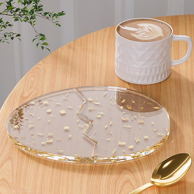Acrylic Coaster Decorative Plates,Office Desk Accessories, Clear Dinosaur Egg Shape Coffee Cup Decor, Perfect for Tabletop Protection and Display.