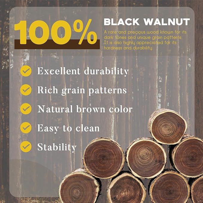 Wood Coasters with Holder, GOH DODD Set of 8 Walnut Wooden Coaster Tabletop Protection for Drinks Coffee Table Home Kitchen Office Bar Living Room Decor Housewarming Gifts Wedding Party, 4 Inch