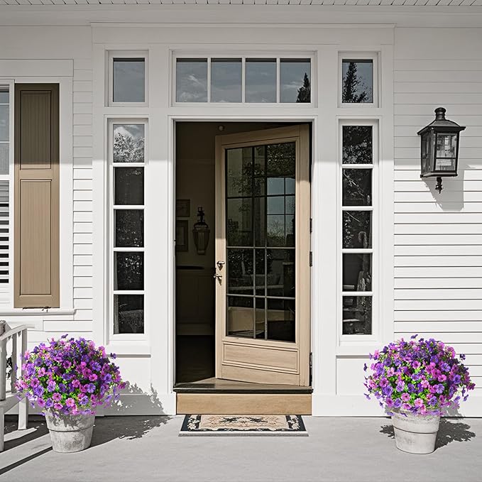 Artificial Flowers Faux Plants Outdoor Fake Flowers Spring Decor,12 Bundles Realistic Plastic Plant Colorful Daisy UV Resistant for Porch Patio Home Yard Garden Window Box Pot Planters