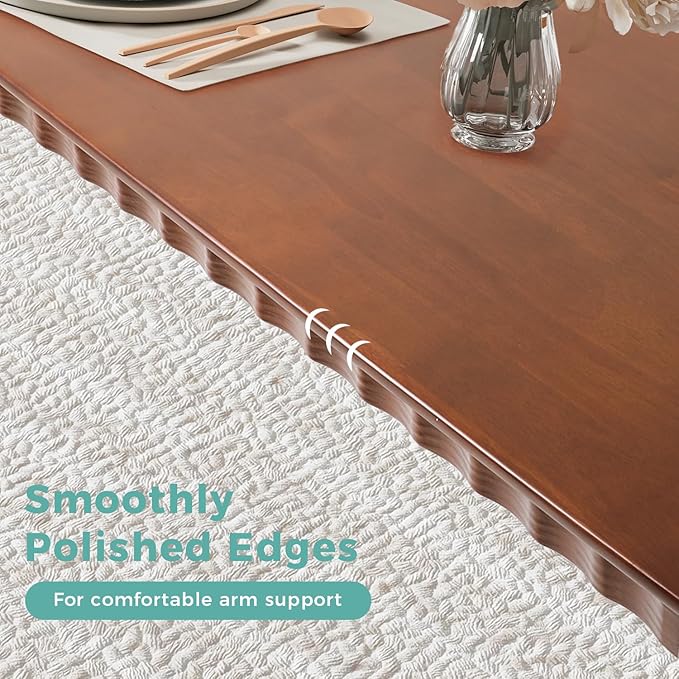 47.2 Inch Solid Wood Dining Table for 4, Mid Century Modern Oak Kitchen Table, Farmhouse Rectangular Dining Room Table for Indoor or Outdoor Use, Easy Assembly, Walnut